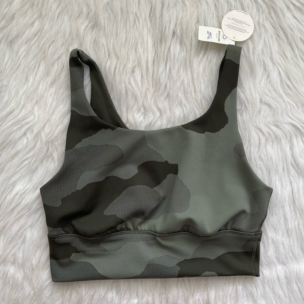 NWT AERIE Offline Camo Sports Bra Green Size small